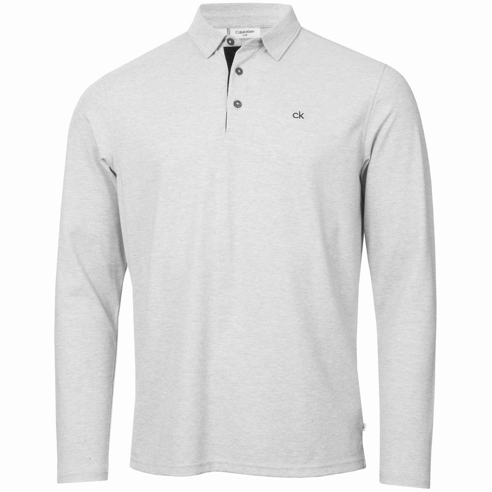 Unisex Effortless Comfort Calvin Klein Bayard Long Sleeve Polo Shirt - Silver Marl
