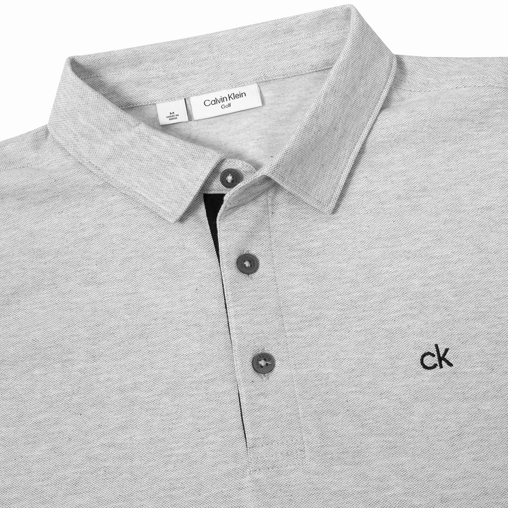 Calvin Klein Bayard Long Sleeve Polo Shirt - Silver Marl Fresh Comfort Style