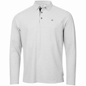 Unisex Effortless Comfort Calvin Klein Bayard Long Sleeve Polo Shirt - Silver Marl