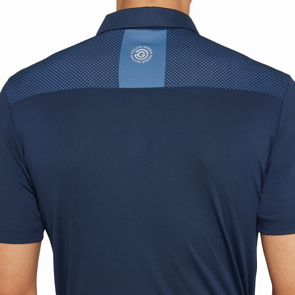 Laser Cut Edges Self Fabric Tape Galvin Green Miran Polo Shirt - Navy/Moonlight Blue
