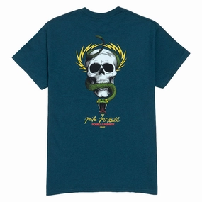 Beaded details SkinFriendlyFibers Powell-Peralta McGill Skull And Snake T-Shirt - Midnight Teal