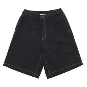 Warm Fit entertainment industry Metalwood Contrast Stitch Elastic Waist Shorts - Black