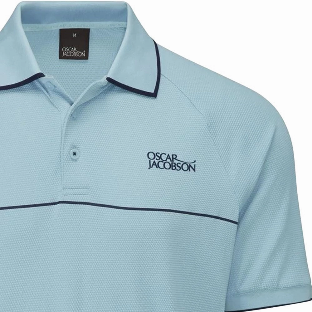Classic Vibes Heathered Texture Oscar Jacobson Crompton Polo Shirt - Cool Blue/Navy