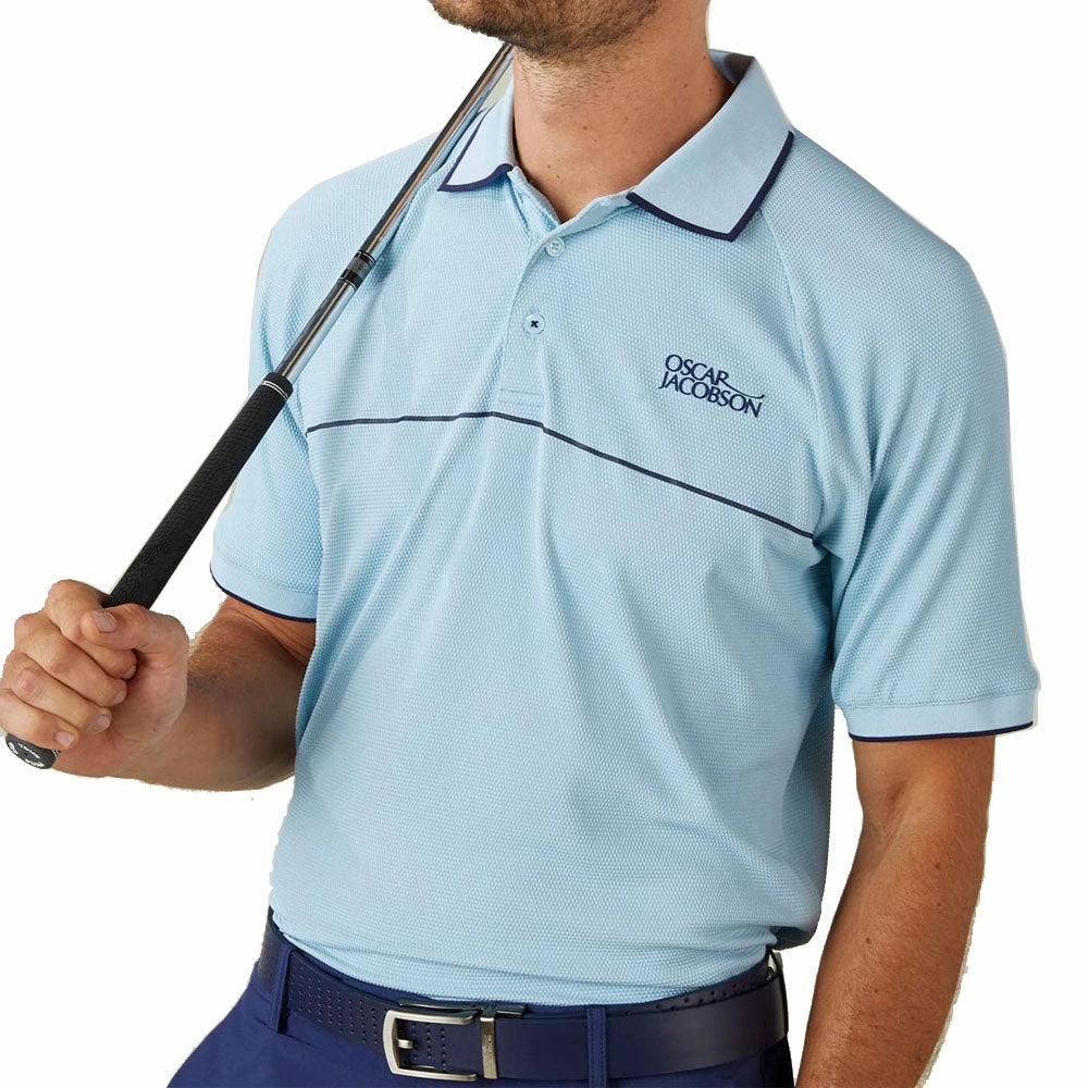 Ultra Soft Blend Oscar Jacobson Crompton Polo Shirt - Cool Blue/Navy