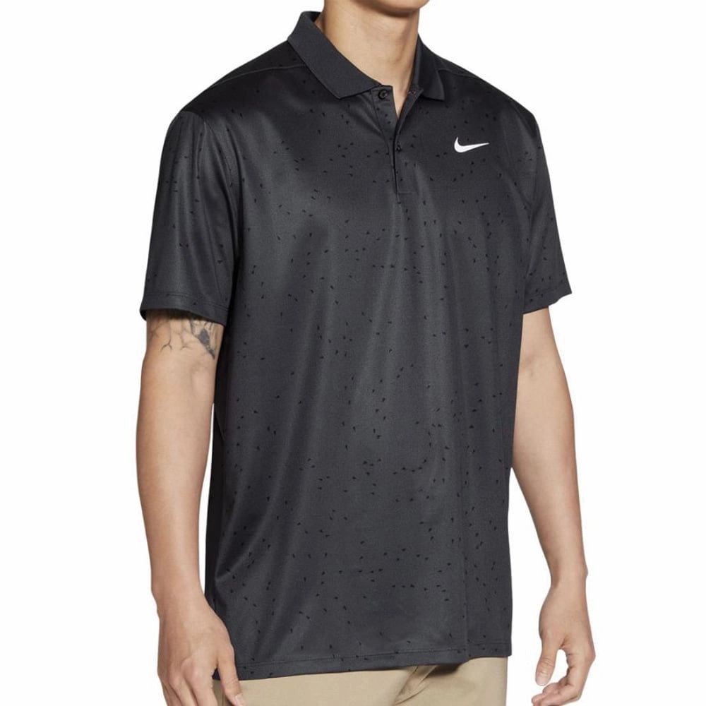Nike Dry Victory Micro Print Polo Shirt - Smoke Grey/White Stretch Jersey Knit UV resistant