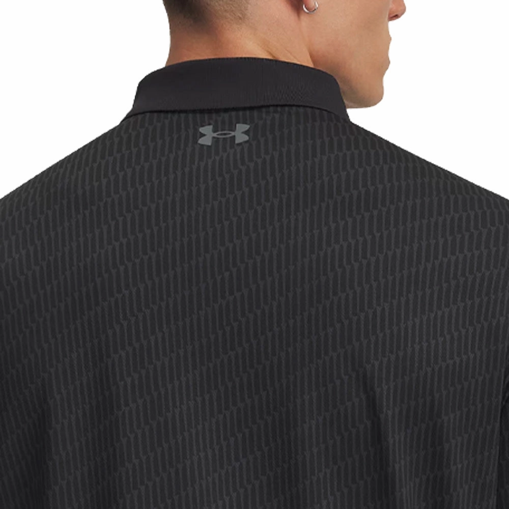 Under Armour Matchplay Printed Polo Shirt - Black/Anthracite/Pitch Gray Layered Collar Structure