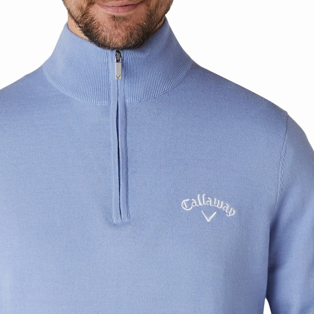 Trendy Essentials Callaway 1/4 Zip Blended Merino Sweater - Chambray