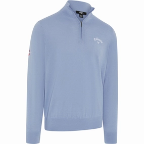 Callaway 1/4 Zip Blended Merino Sweater - Chambray uncollared