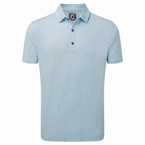 Layered Style FootJoy 18 Holes Lisle Polo Shirt - Azure