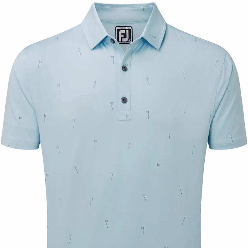 FootJoy 18 Holes Lisle Polo Shirt - Azure Wedding Side Vent Design