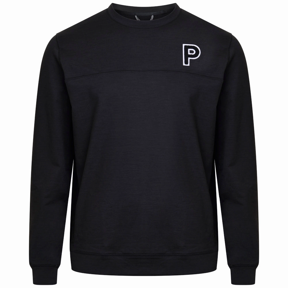 Puma Cloudspun Patch Crewneck Sweater - Black Heather Essential Relaxed Everyday Wear