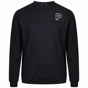 Puma Cloudspun Patch Crewneck Sweater - Black Heather Essential Relaxed Everyday Wear