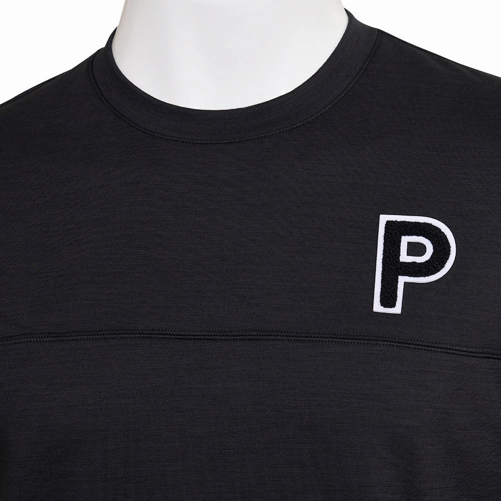 product shiny accents appeal Core Chic Puma Cloudspun Patch Crewneck Sweater - Black Heather