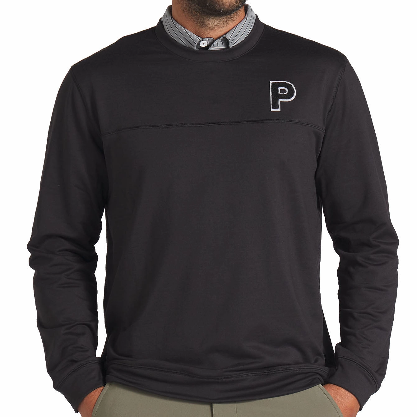 Soft Fabric Cozy Choice Puma Cloudspun Patch Crewneck Sweater - Black Heather