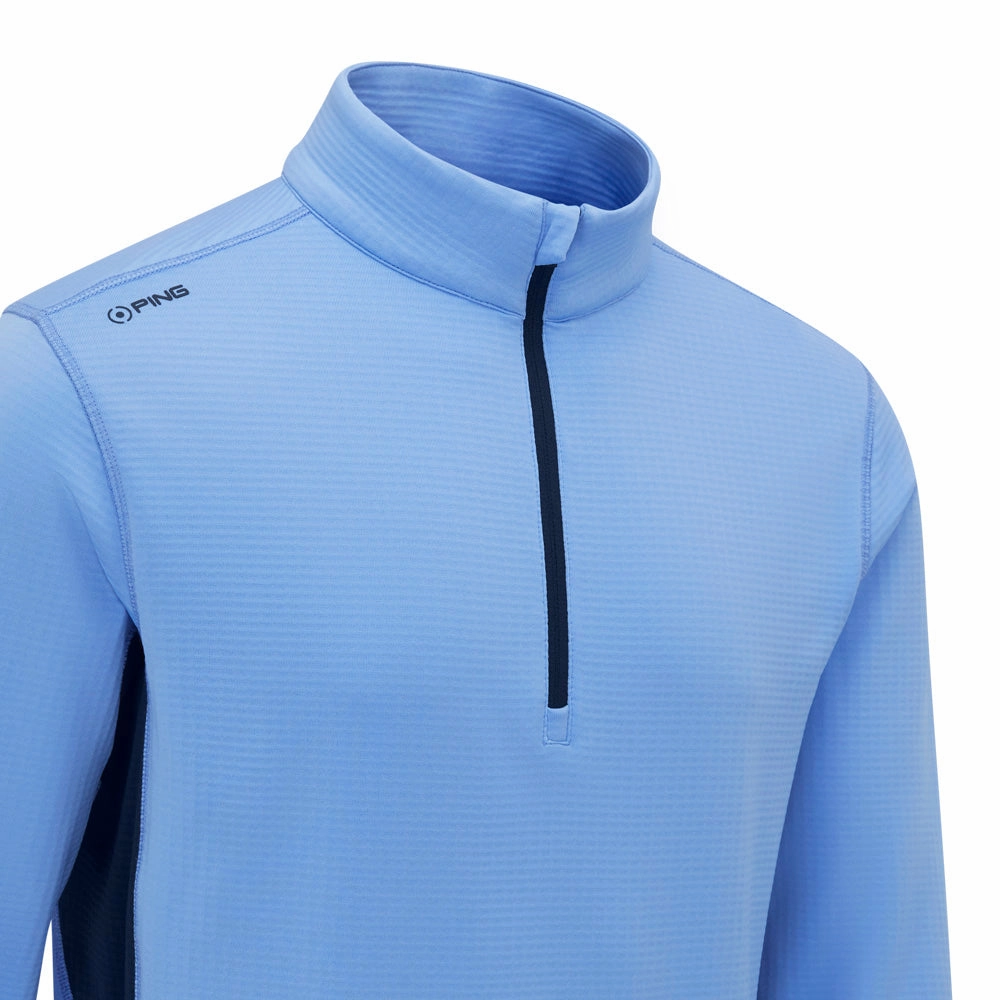 Cool Essentials Ping Rhodri Mid-Layer 1/2 Zip Pullover  - Cornflower Blue/Navy