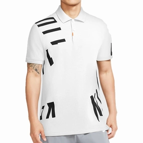 Organic Cotton Blend Nike Dry Hacked Slim Golf Polo Shirt - White