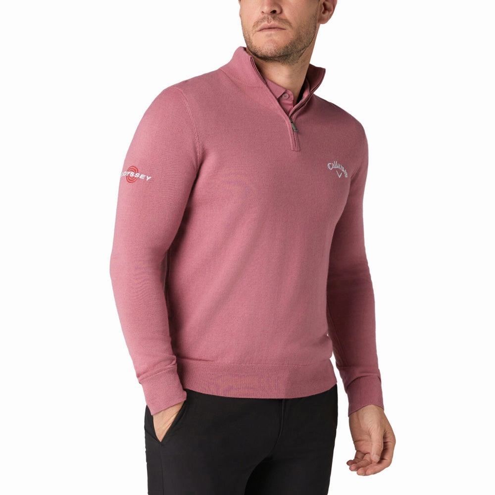 Callaway 1/4 Zip Blended Merino Sweater - Mesa Rose Light Warmth Pastel Shade