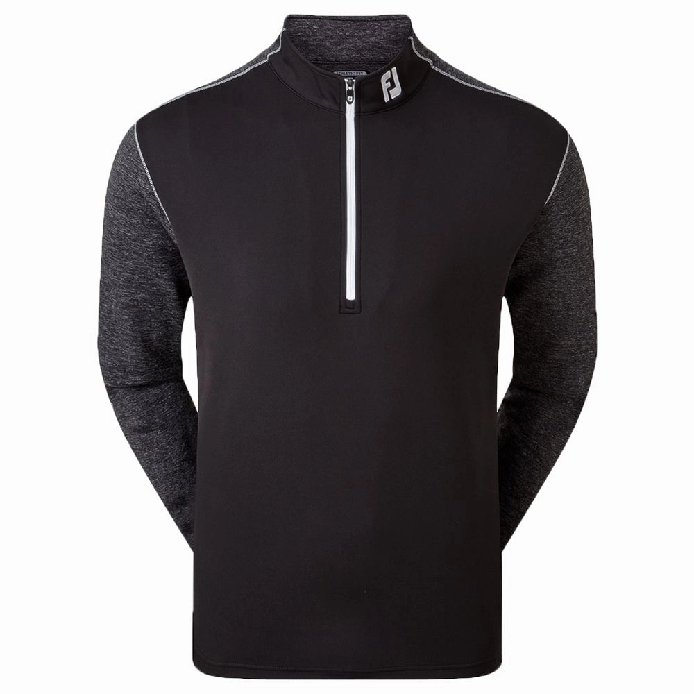 Removable FootJoy Tonal Heather Chill-Out Pullover - Black
