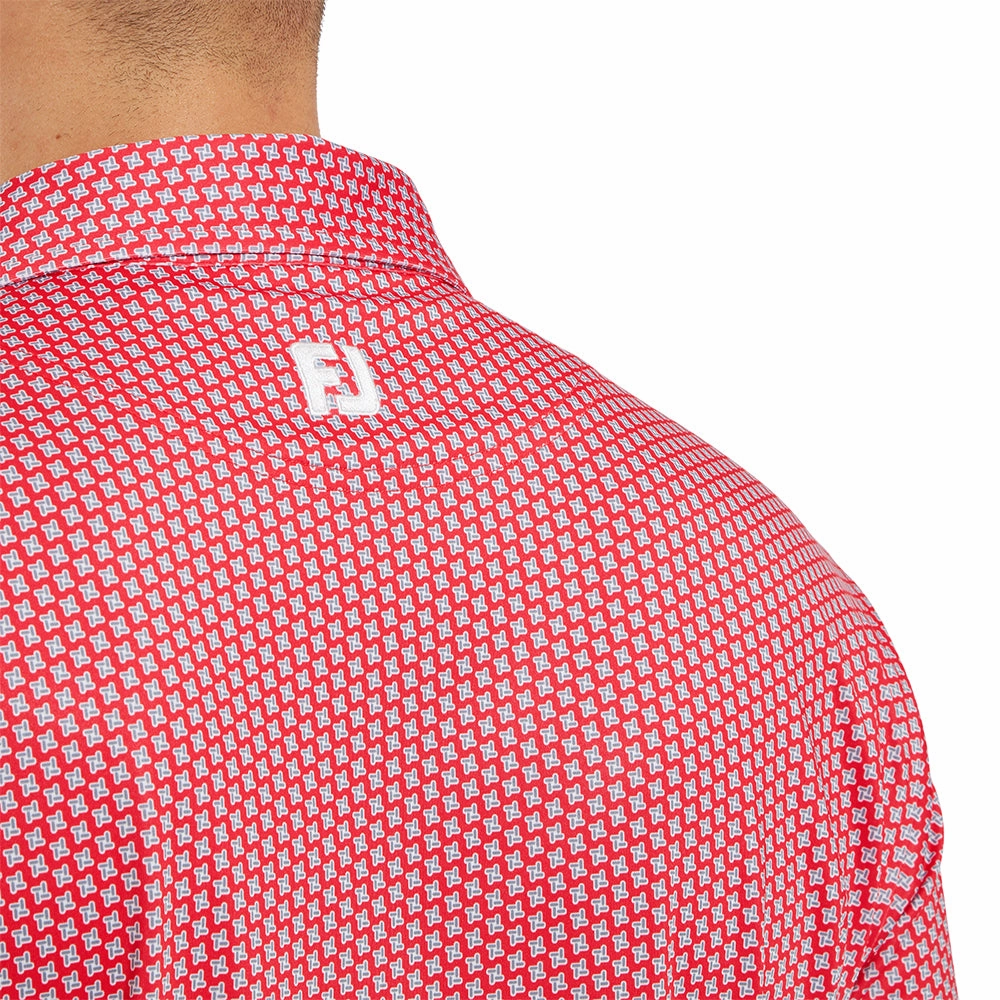 FootJoy Houndstooth Geo Lisle Polo Shirt - Hibiscus UV protection layer