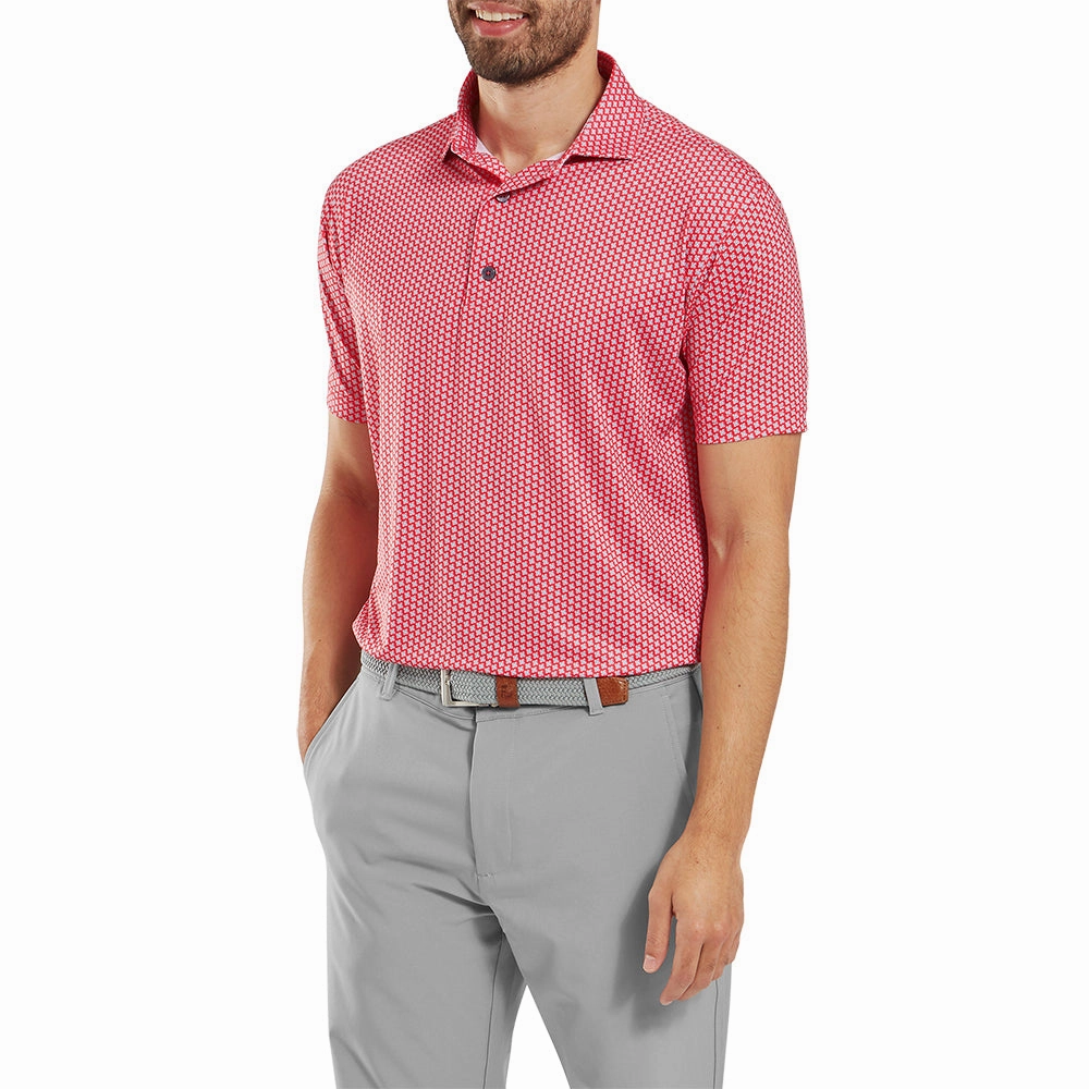 Lightweight Material Basic Layering FootJoy Houndstooth Geo Lisle Polo Shirt - Hibiscus