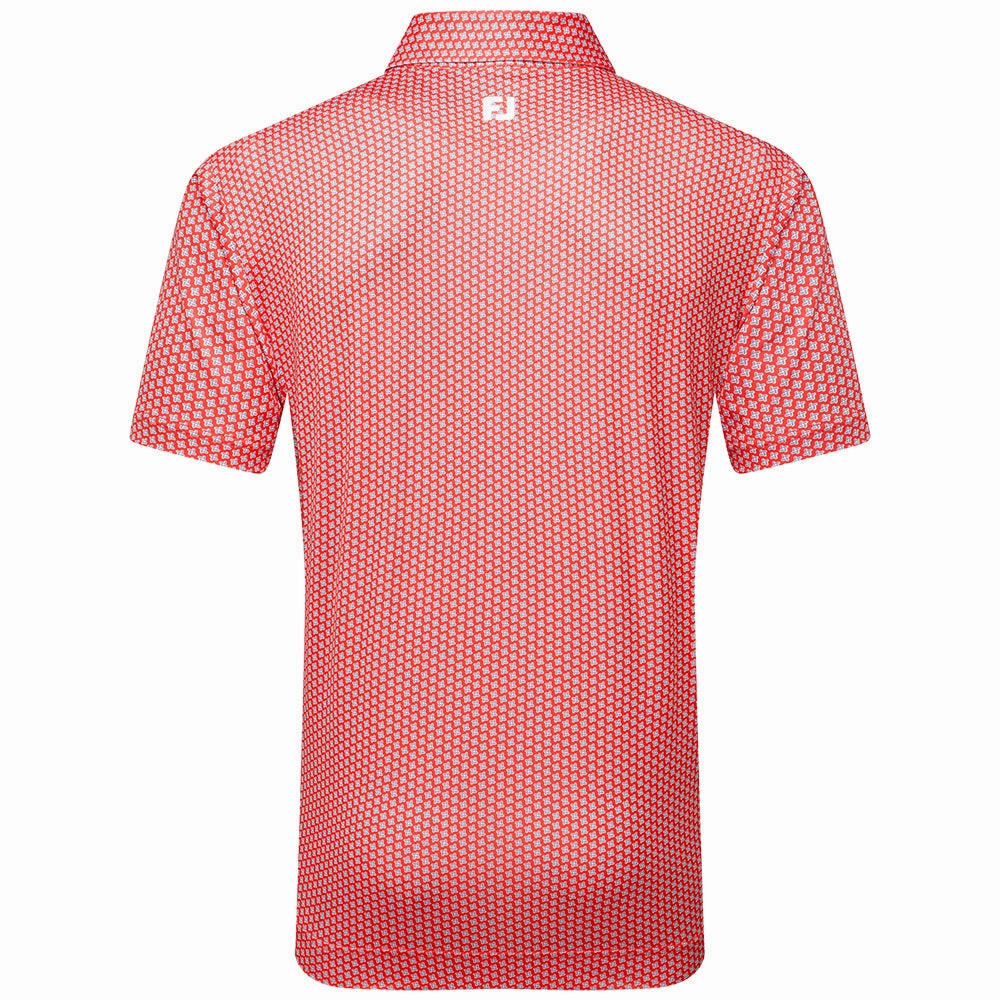 FootJoy Houndstooth Geo Lisle Polo Shirt - Hibiscus Chic Comfort Style