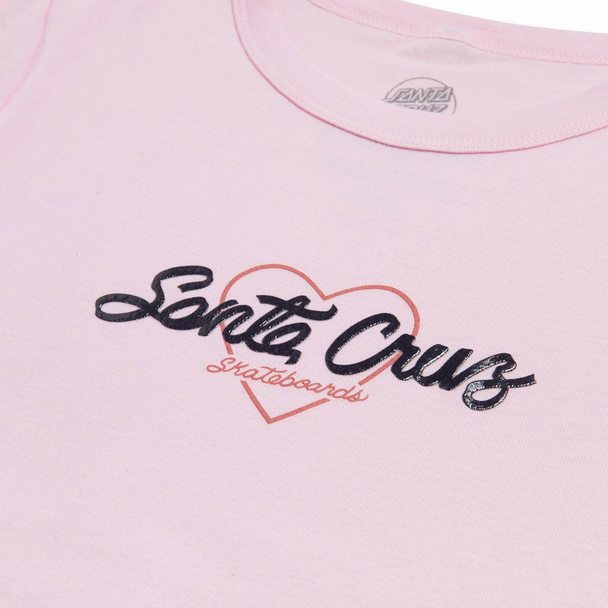 Street Smart Santa Cruz Womens Love Script Center Cropped T-Shirt - Solid Pink Blend