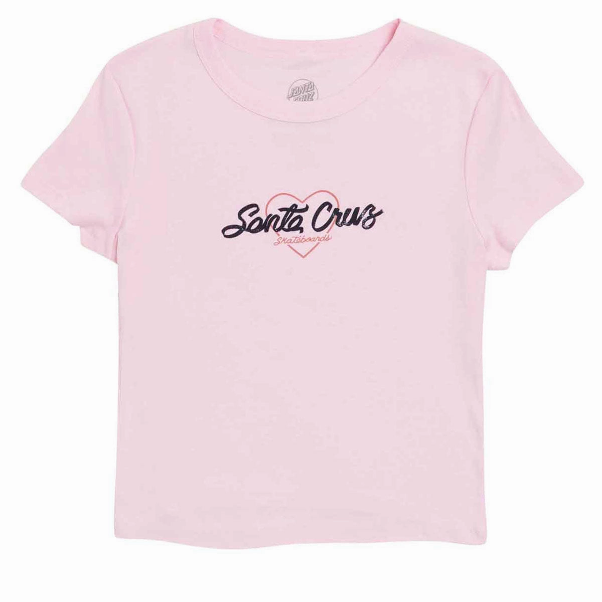 RuggedDurability Soft Feel Santa Cruz Womens Love Script Center Cropped T-Shirt - Solid Pink Blend