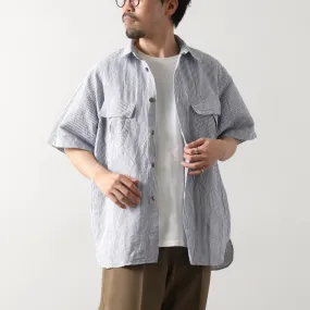 FUJITO / Linen Cotton Seersucker Fatigue Shirt Fall Fashion Stylish Element