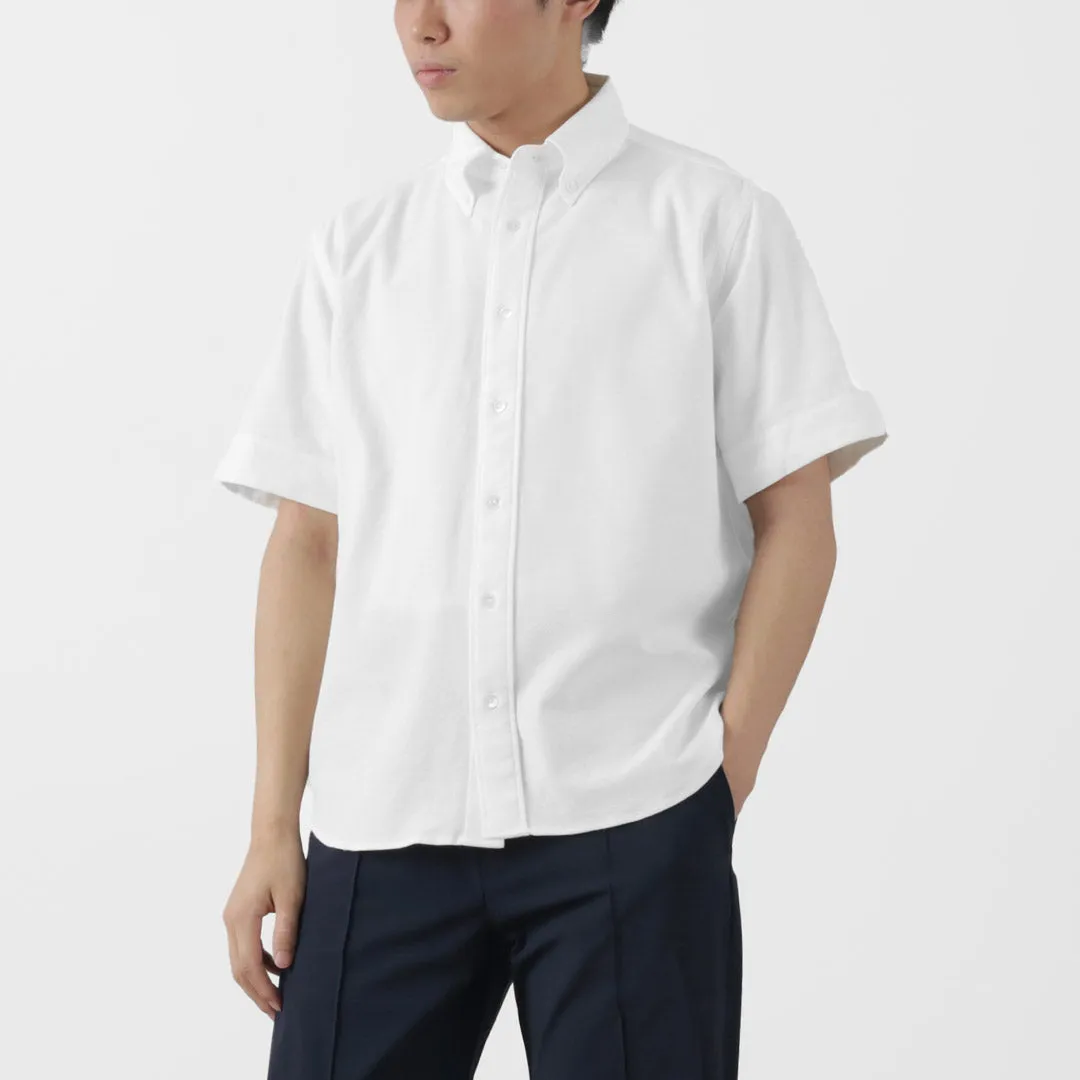 ROCOCO / Pique Short Sleeve Button Down Shirt Soft touch finish Thermoregulating Fabric