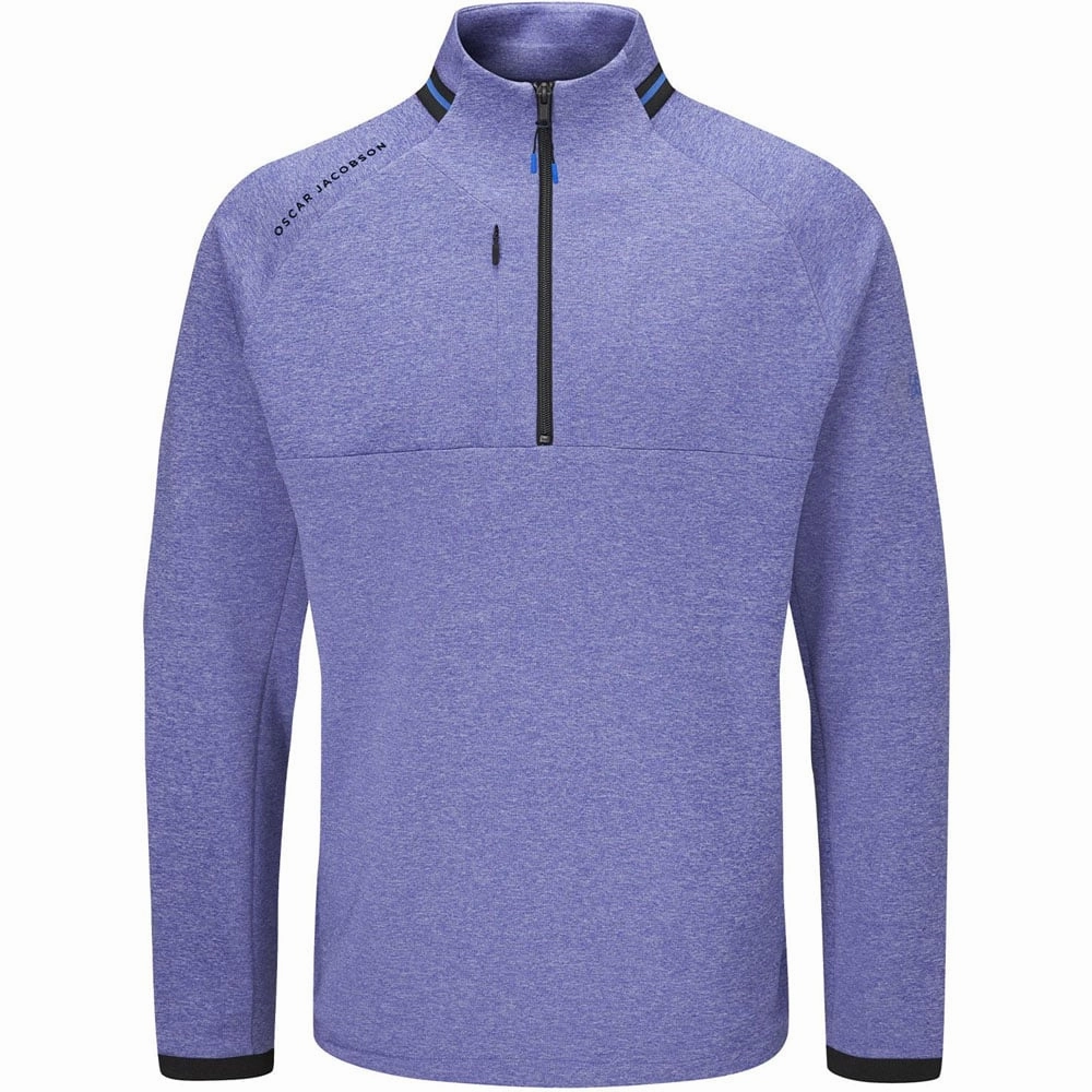 Oscar Jacobson Tarren Mid Layer 1/2 Zip Pullover - Blue Marl Modern Minimal