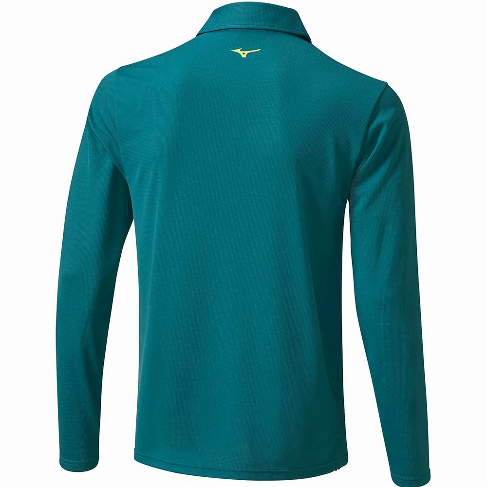 Mizuno Elite Long Sleeve Polo Shirt - Dark Green Fresh Comfort Style