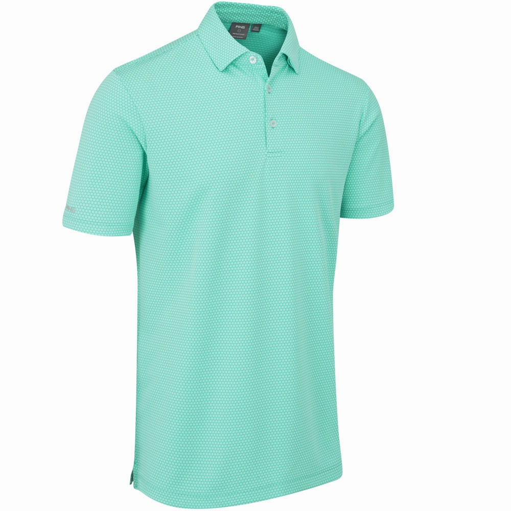 Ping Halcyon Polo Shirt - Aruba Blue Multi Taped Neckline