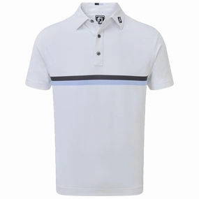 FootJoy Double Chestband Pique Polo Shirt - White/Navy birthday party