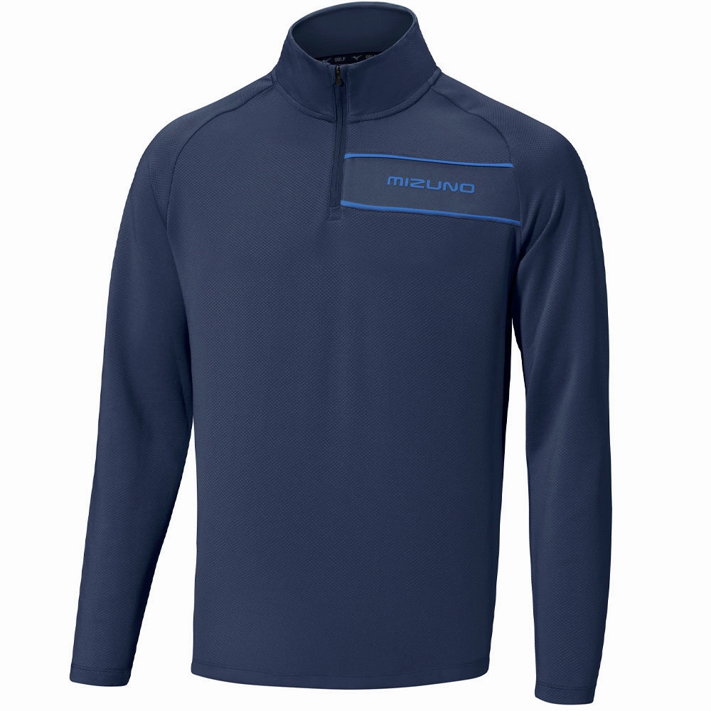 Mizuno Box 1/4 Zip Sweater - Navy Easy iron product rough ruggedness