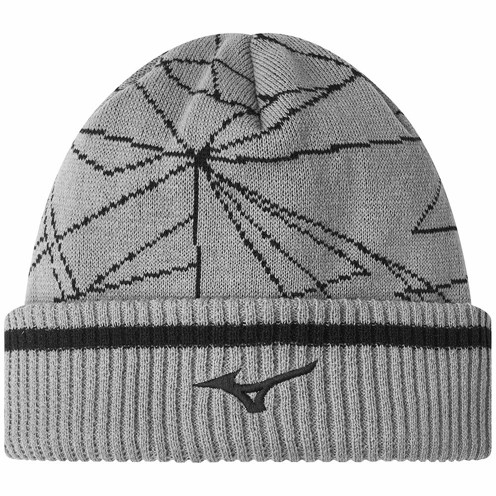 Stay Comfortable Layered Look Mizuno Breath Thermo Graphic Beanie Hat - Grey