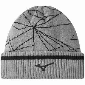 Stay Comfortable Layered Look Mizuno Breath Thermo Graphic Beanie Hat - Grey