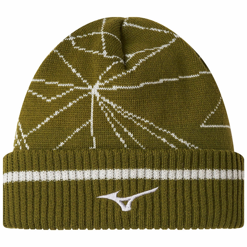 Mizuno Breath Thermo Graphic Beanie Hat - Olive Style Wear Work Ready