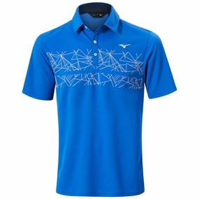 Breathable knit Timeless Layering Mizuno Breath Thermo Graphic Polo Shirt - Blue