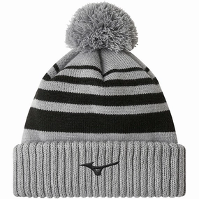 Mizuno Breath Thermo Pom Beanie Hat - Grey Everyday Wear