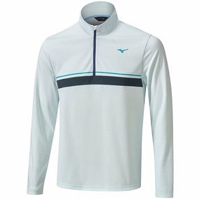 Weekend Wear Fresh Relaxed Mizuno Breath Thermo ST 1/4 Zip Pullover - Light Blue