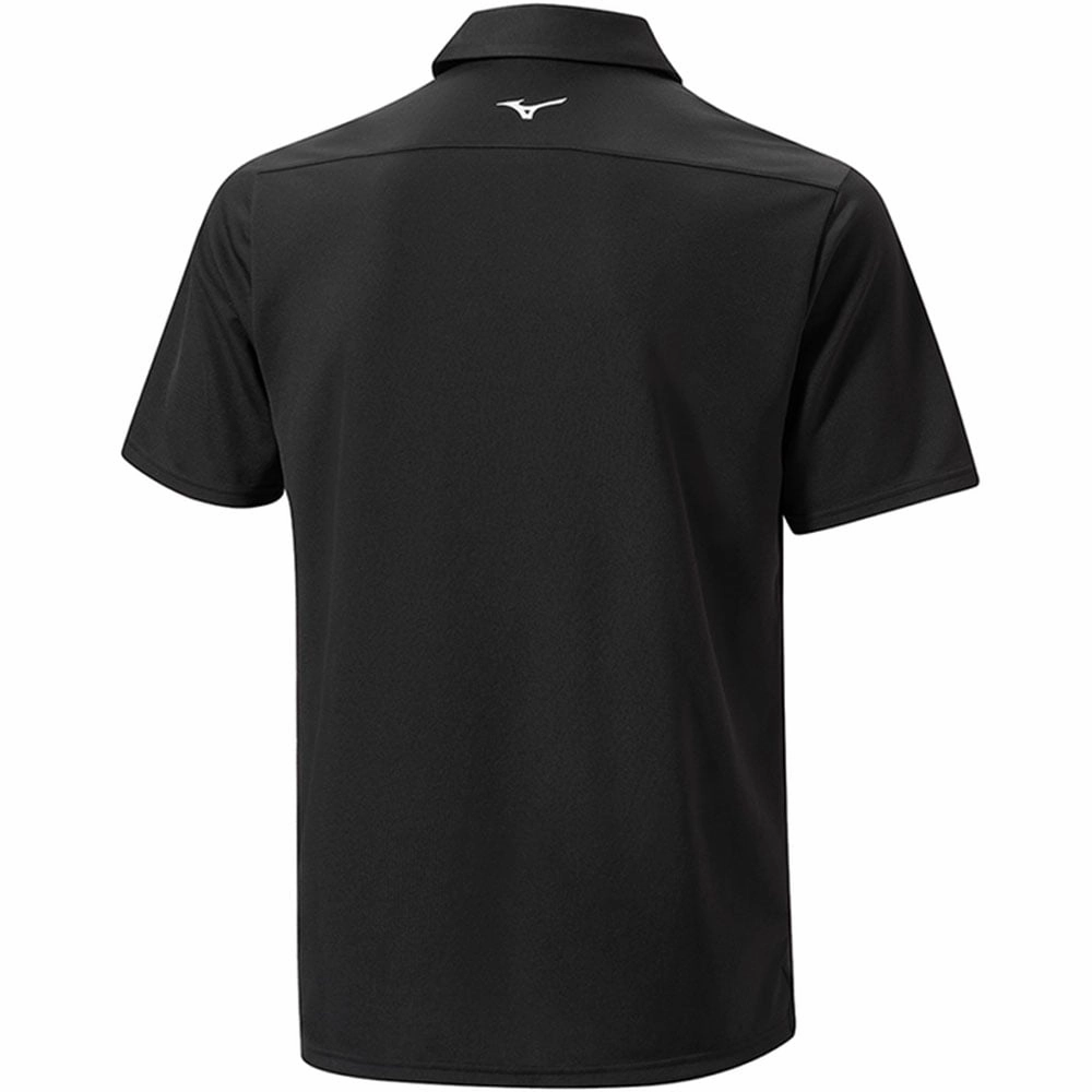 Mizuno Breath Thermo Winter Jacquard Polo Shirt - Black Wrinkle Resistant Cloth