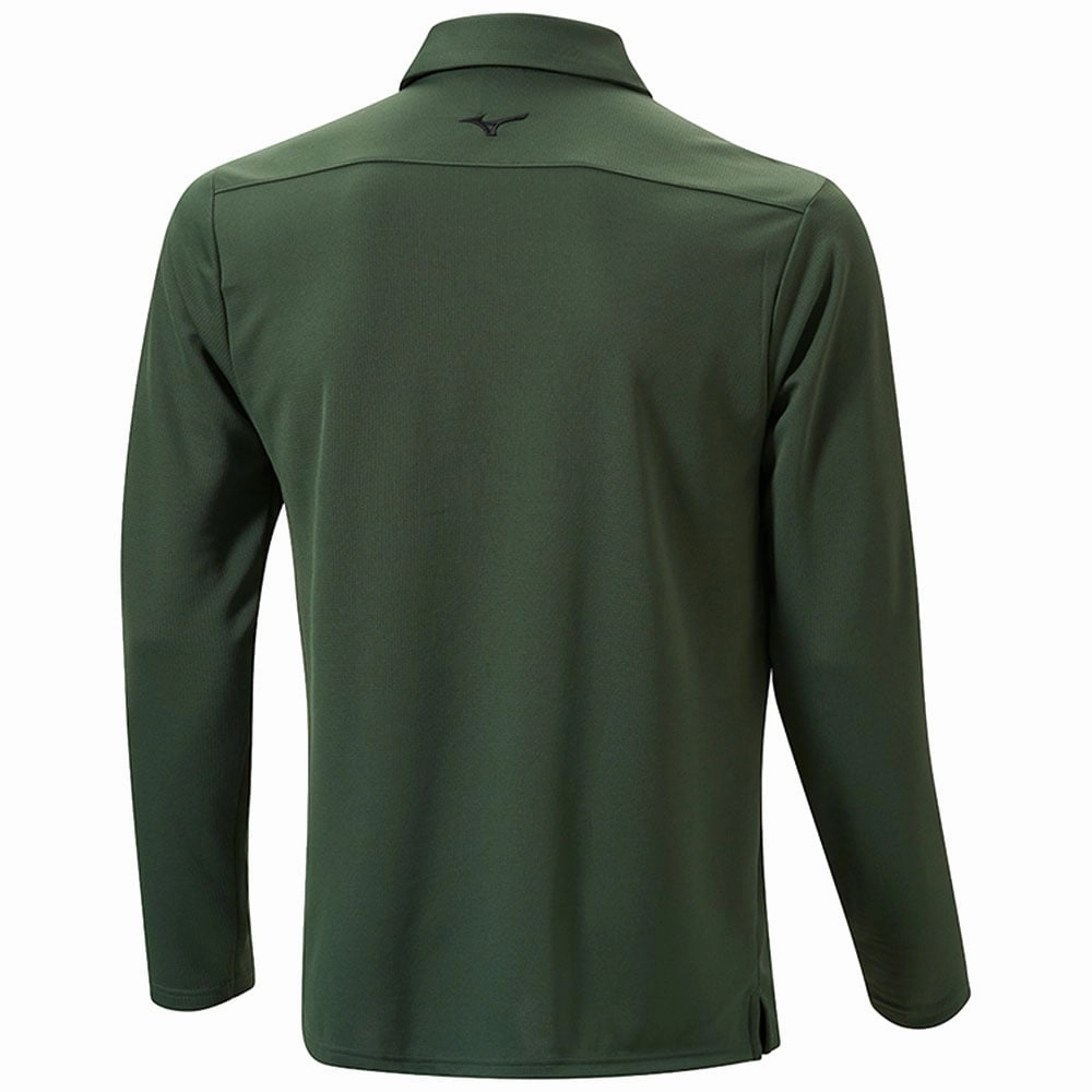 Eco Certified Fiber Mizuno Breath Thermo Winter Long Sleeve Polo Shirt - Forest Green