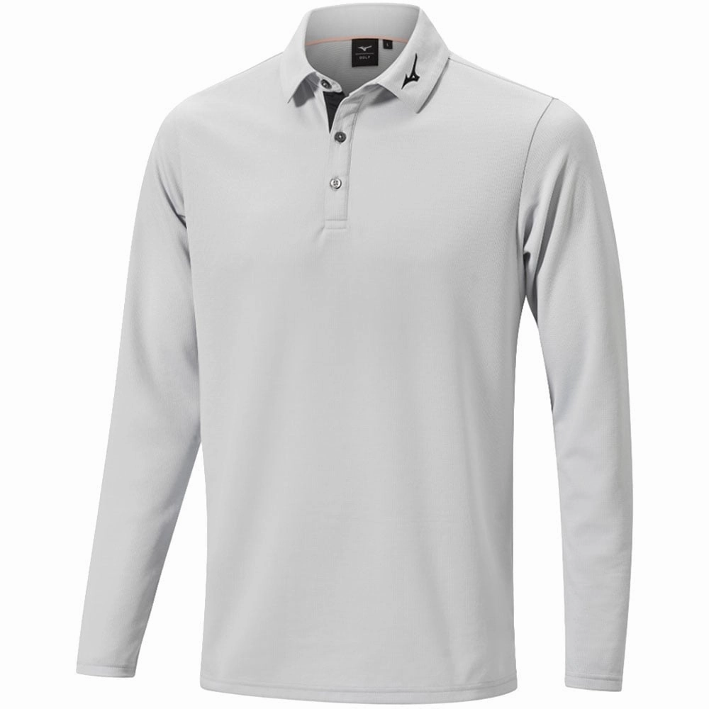 Mizuno Breath Thermo Winter Long Sleeve Polo Shirt - Grey Eco Friendly Fabric