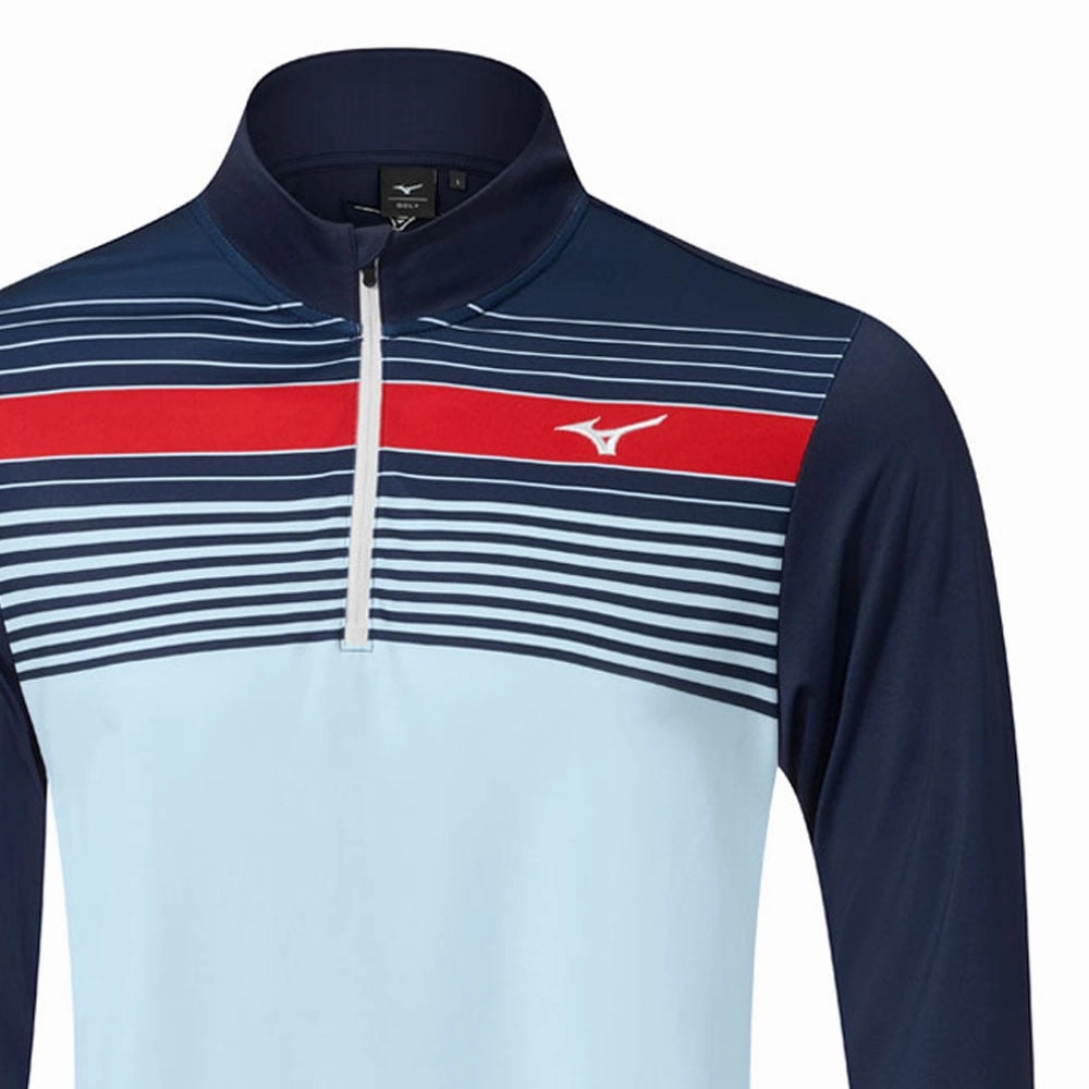 Mizuno Breeze Elite Stripe 1/4 Zip Pullover - Navy/Blue Timeless Active Lightweight
