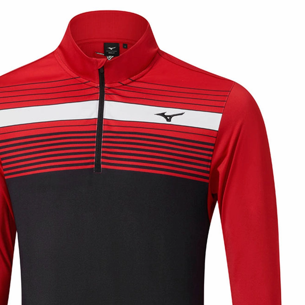 Mizuno Breeze Elite Stripe 1/4 Zip Pullover - Red Cool Shades Winter Ready