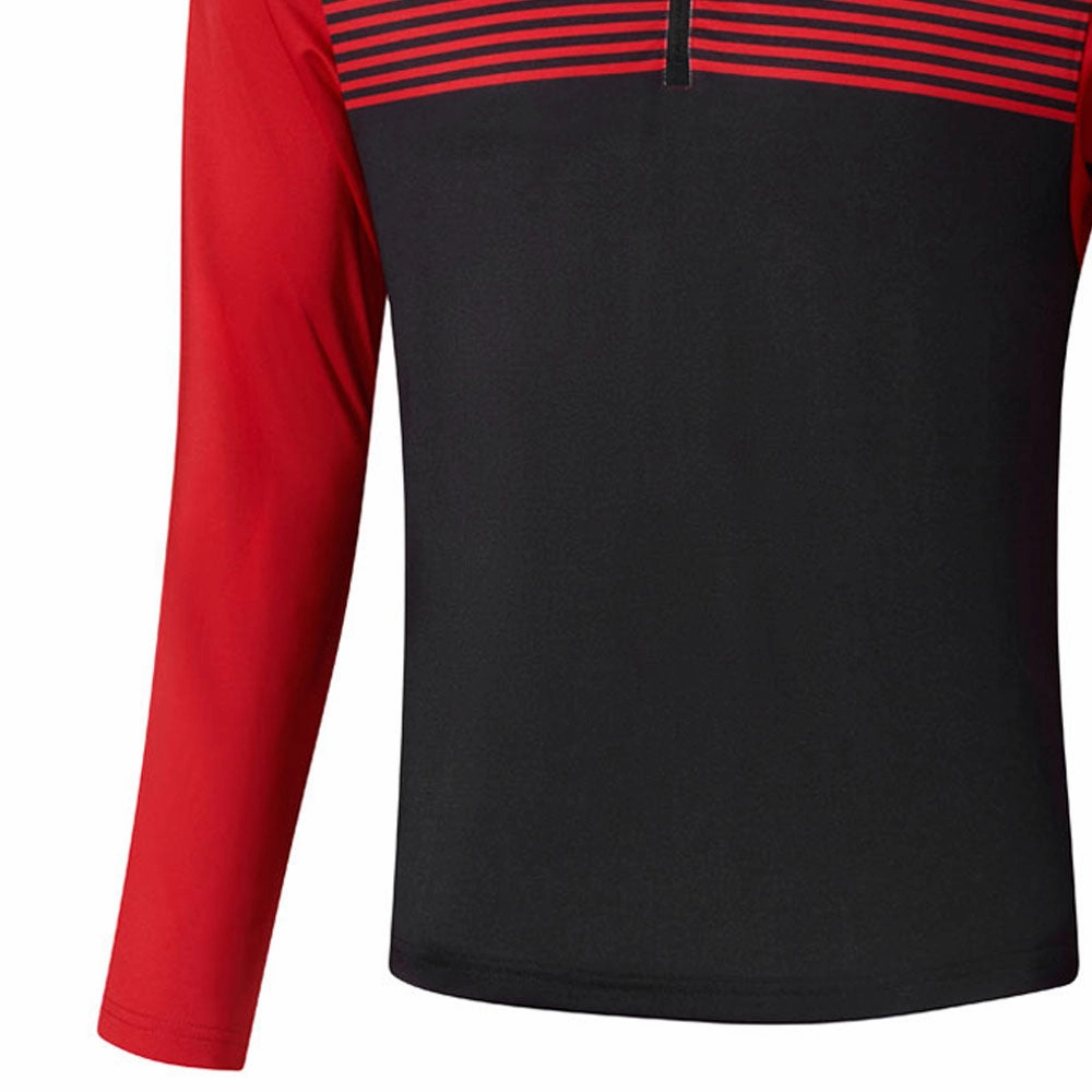 Warm and Cozy Urban Active Mizuno Breeze Elite Stripe 1/4 Zip Pullover - Red