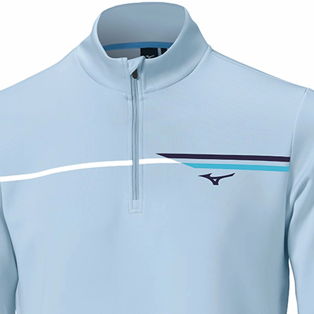 Mizuno Breeze T Stripe 1/4 Zip Pullover - Dream Blue Core Relaxed