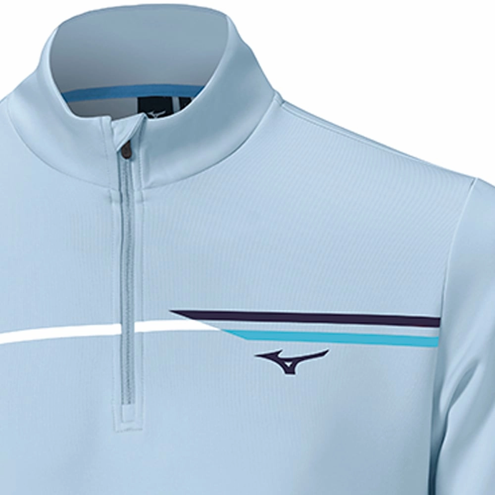 Date night Cozy Style Mizuno Breeze T Stripe 1/4 Zip Pullover - Dream Blue