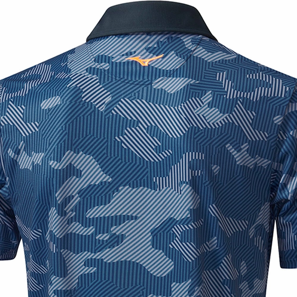 Mizuno Camo Polo Shirt - Navy Yarn Dyed Fabric
