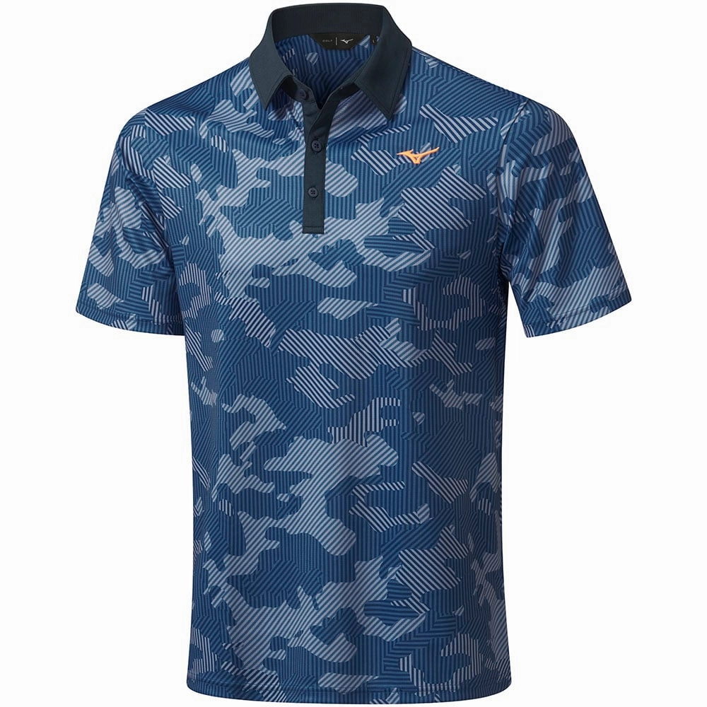 Outdoor Activity Business Meeting Mizuno Camo Polo Shirt - Navy